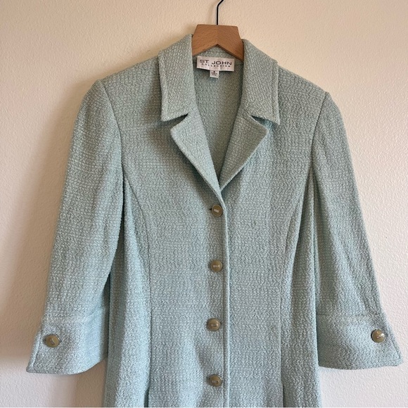 ST JOHN COLLECTION LONG COAT SIZE 6 LIGHT AQUA - Picture 2 of 15